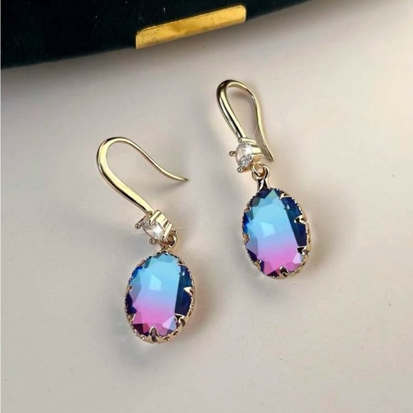❤️ - New Multi-Color Faux Citrine & Cubic Zirconia drop earrings - Picture 1 of 4
